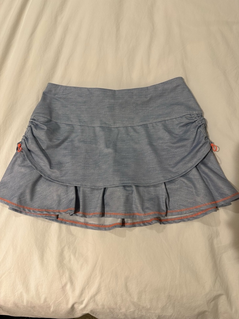 Lucky in Love Chambray Ruched Tier Ruffle Tennis Skirt